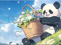 Játék Jigsaw Puzzle: Basket Flower Panda