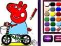 Játék Piggy on bike. Coloring