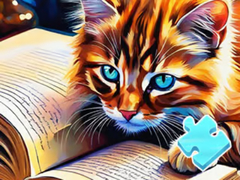 Játék Jigsaw Puzzle: Cat Reading