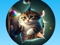 Játék Round Jigsaw Puzzle Collect Pictures with Cute Kittens