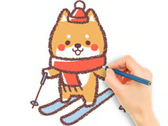 Játék Coloring Book: Skiing Puppy